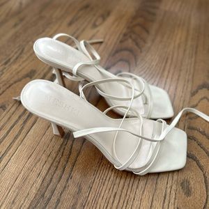 Meshki Brandy Ankle Strap Heels - Ivory